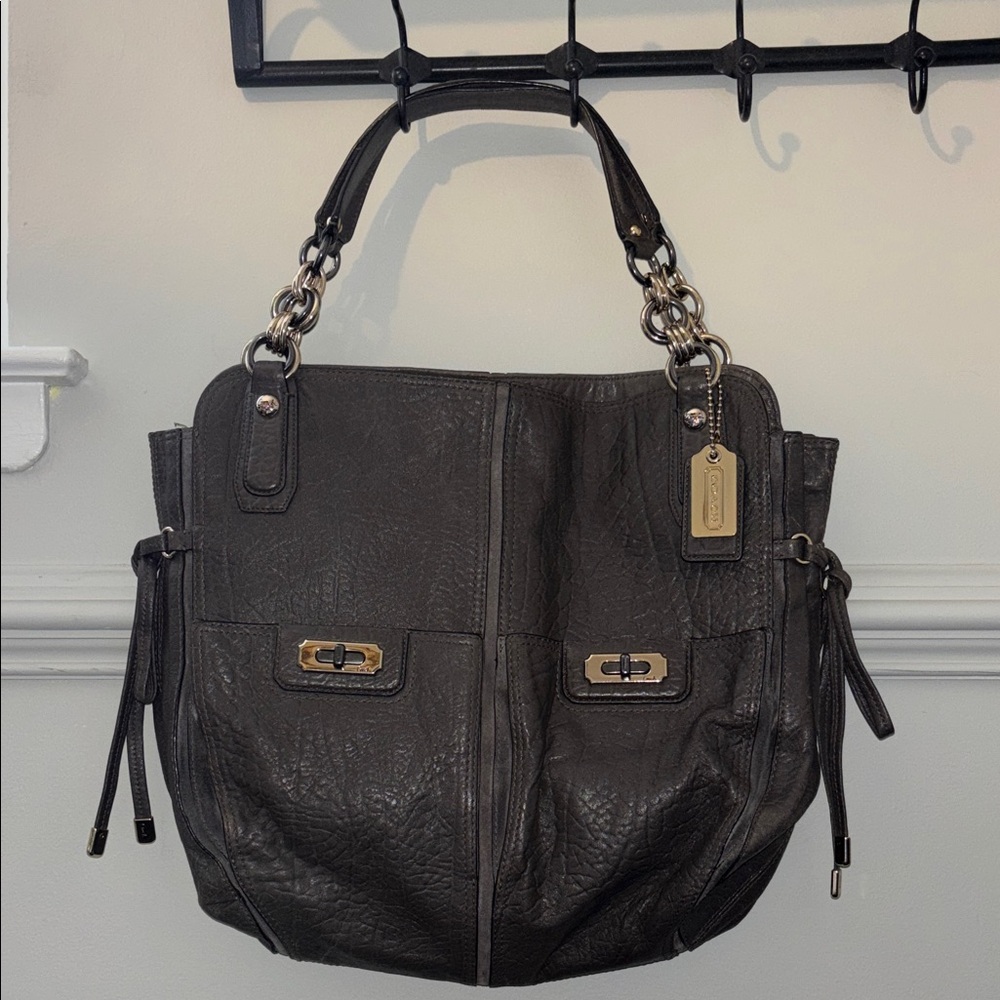 Coach Chelsea tote buffalo Leather grey Shoulder Bag 17784